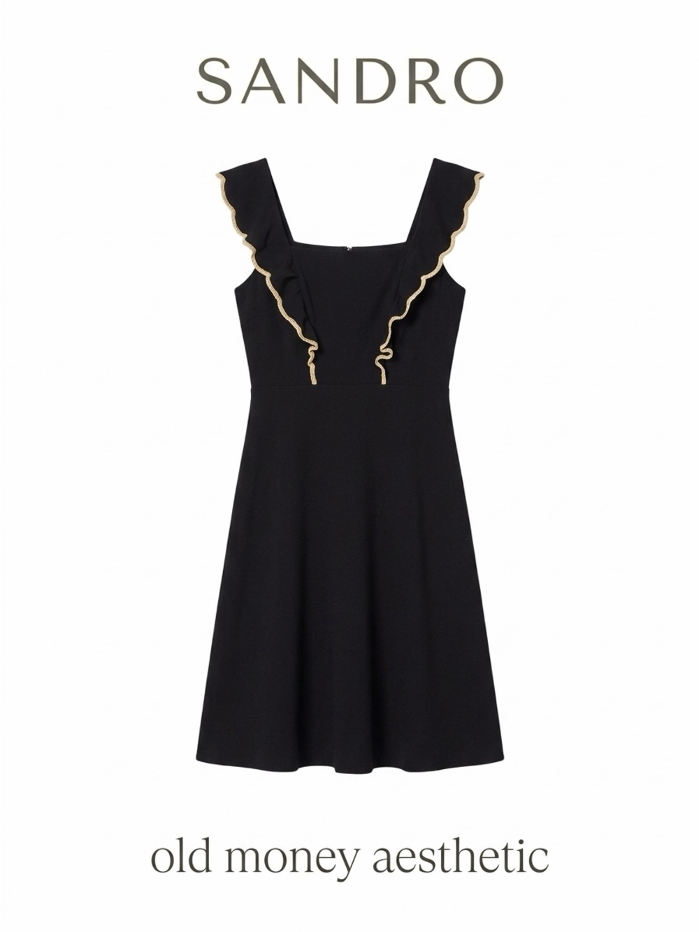 Sandro Ruffle trim dress Old Money aesthetic